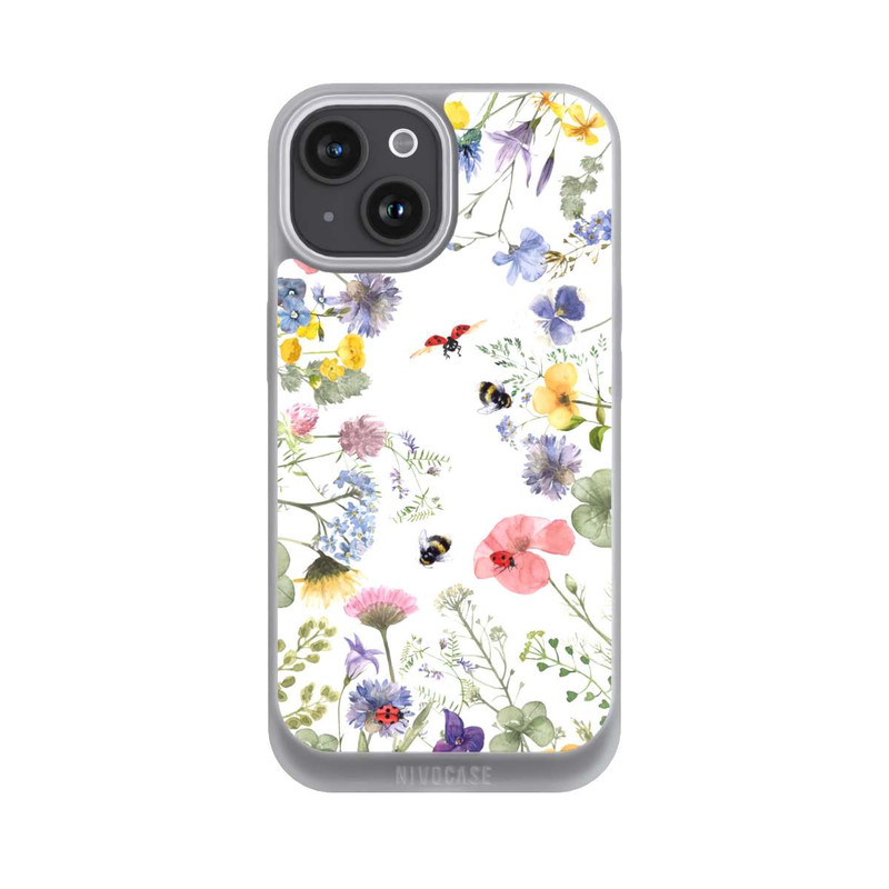 iPhone 15 NIVOpure Bunte Frühlingsblumen und Bienen