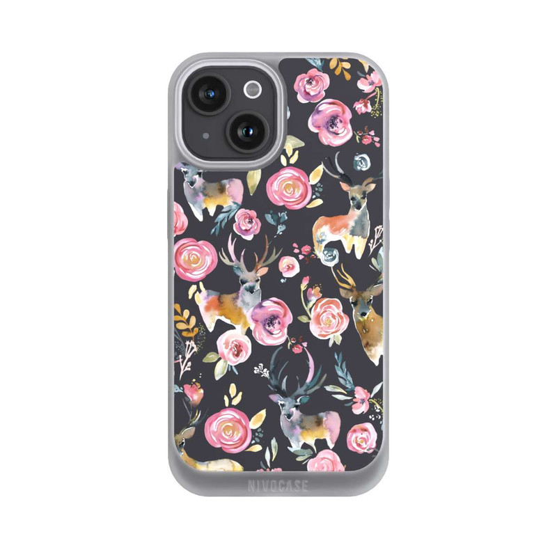 iPhone 15 NIVOpure Deers and flowers Anthracite