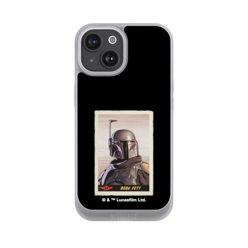 Apple iPhone 15 NIVOpure Boba Fett Badges Schwarzer Hintergrund