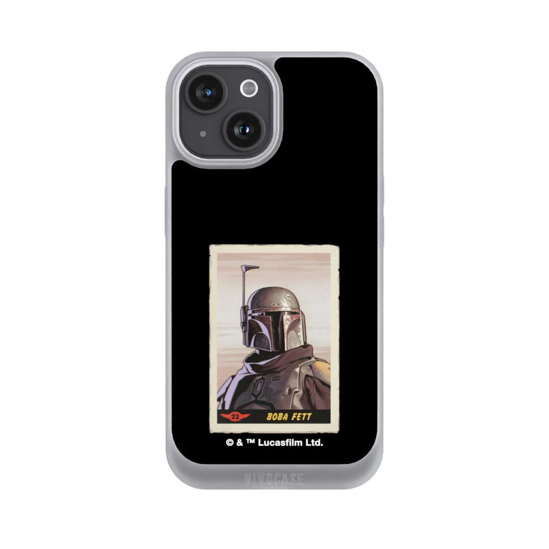 iPhone 15 NIVOpure Boba Fett Badges Schwarzer Hintergrund