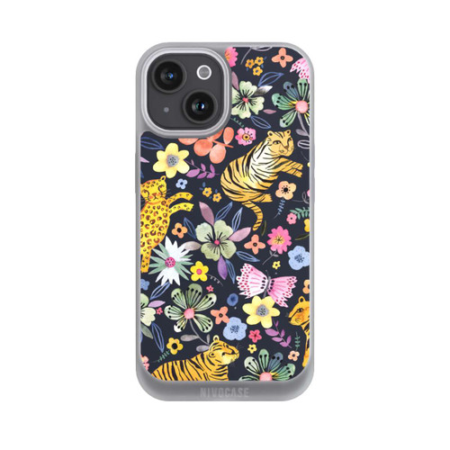 Apple iPhone 15 NIVOpure Frühlingsblumen mit Tiger schwarz