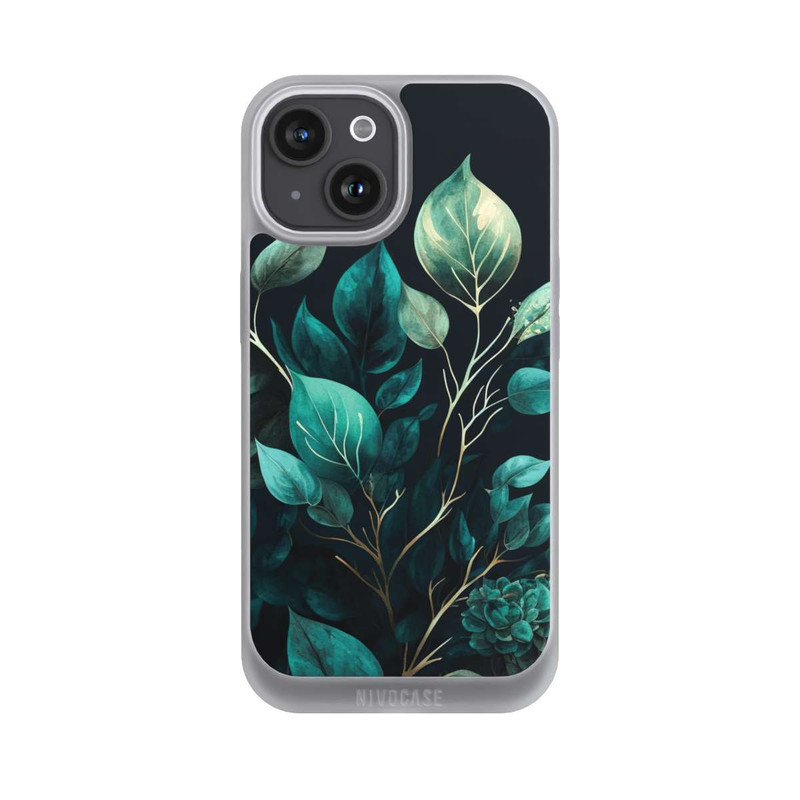 iPhone 15 NIVOpure Green Eucalyptus Leaves against a Dark Background with AI