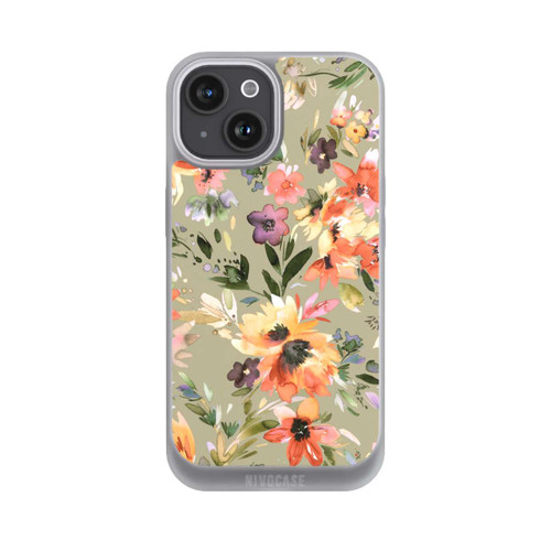 Apple iPhone 15 NIVOpure Malerische tropische Blumen Salbeigrün