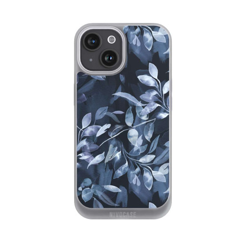 Apple iPhone 15 NIVOpure Mystische Aquarellblätter marineblau