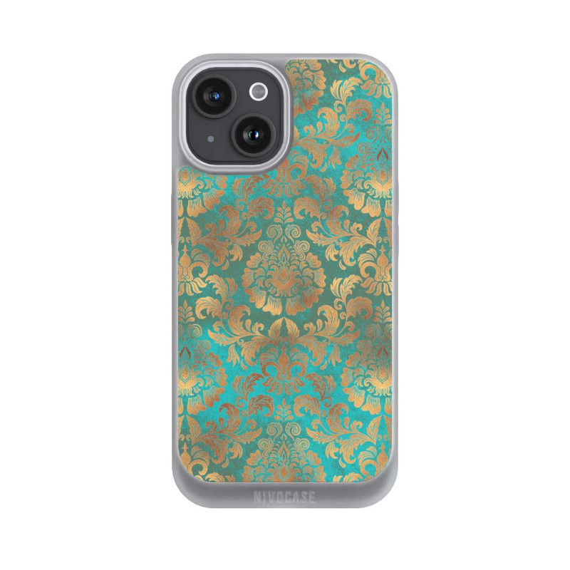 iPhone 15 NIVOpure Damasttapete Türkis