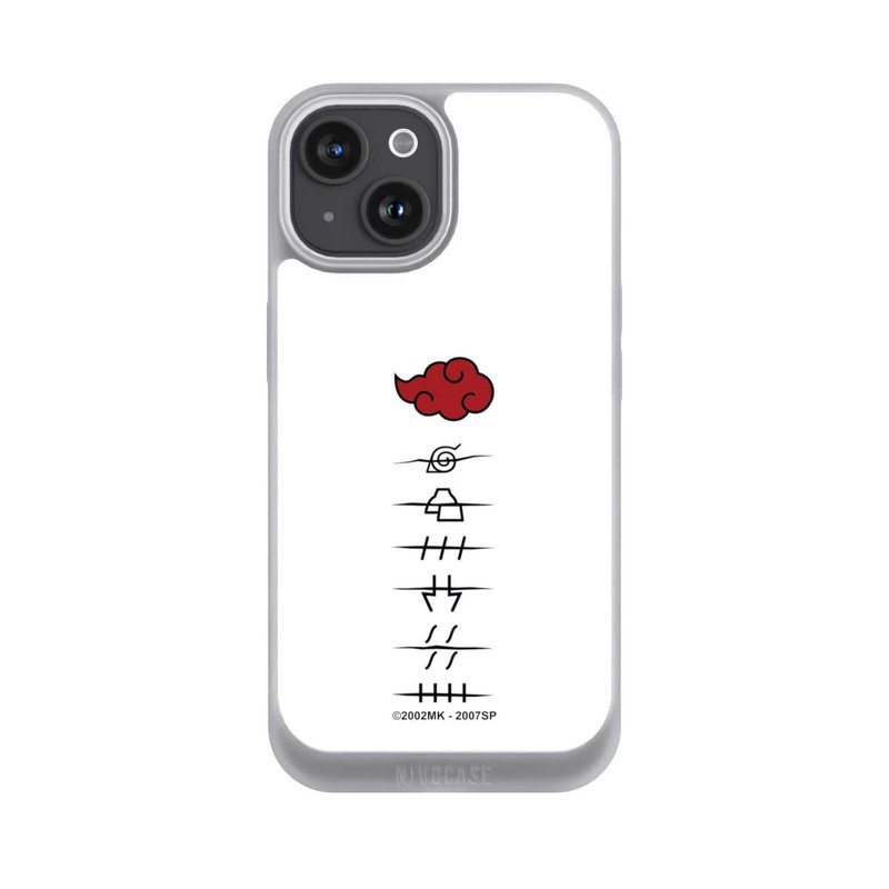 iPhone 15 NIVOpure Akatsuki Mitgliedersymbole Weiß