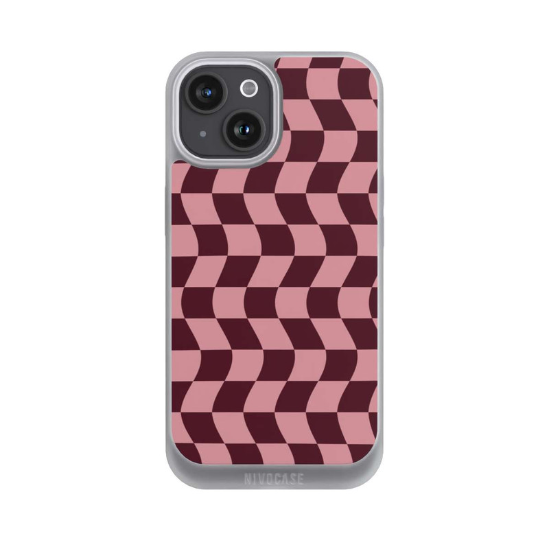 iPhone 15 NIVOpure Schachbrett Rot-Rosa
