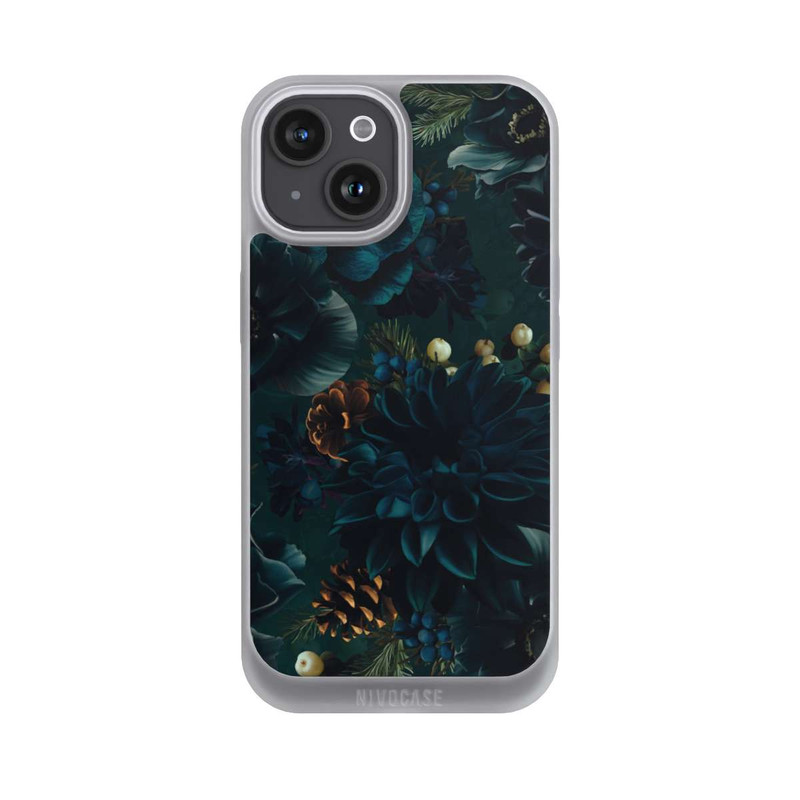 iPhone 15 NIVOpure Blumenmuster Grün und Blau