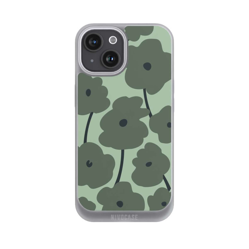iPhone 15 NIVOpure Fleurs Minimalistes Vertes