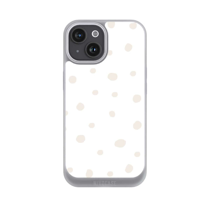 iPhone 15 NIVOpure Punktmuster Weiß Braun