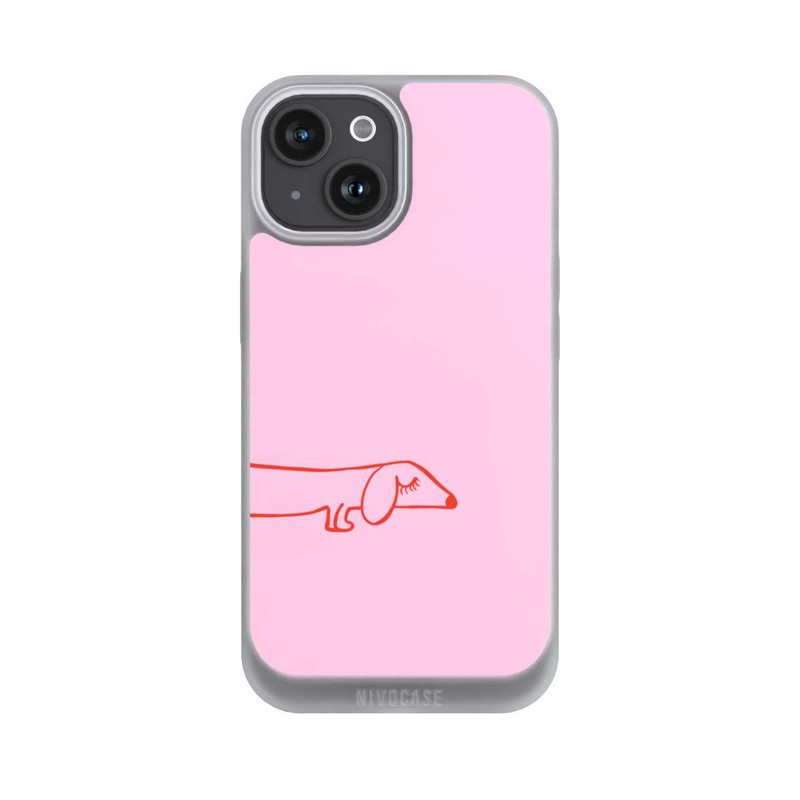 iPhone 15 NIVOpure Dachshund Illustration Pink