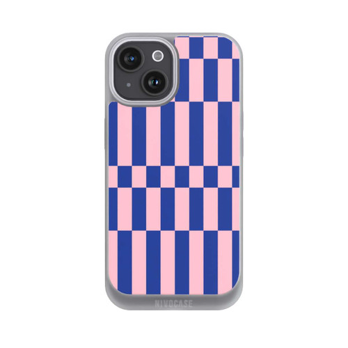Apple iPhone 15 NIVOpure Checked Abstract Bold Electric Blue and Pink Color Block