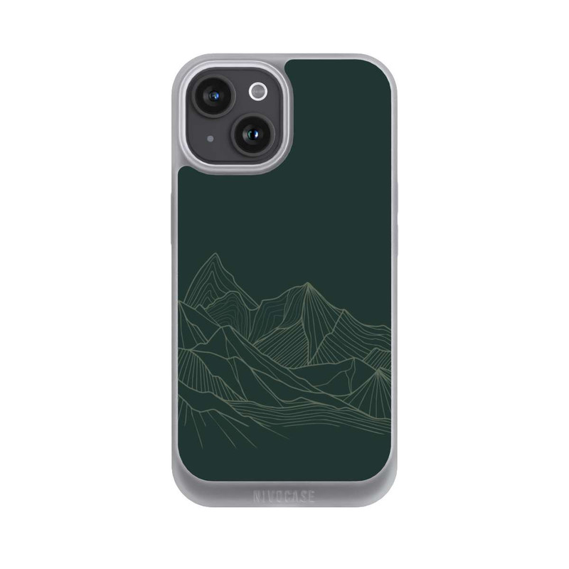 iPhone 15 NIVOpure Berg Line Art Grün