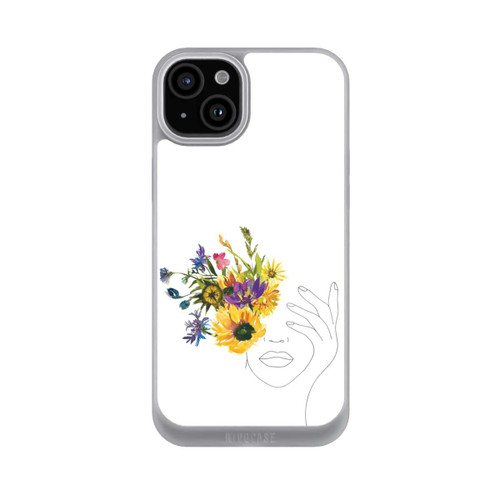 Apple iPhone 15 Plus NIVOpure Line Art Frau Sonnenblumen