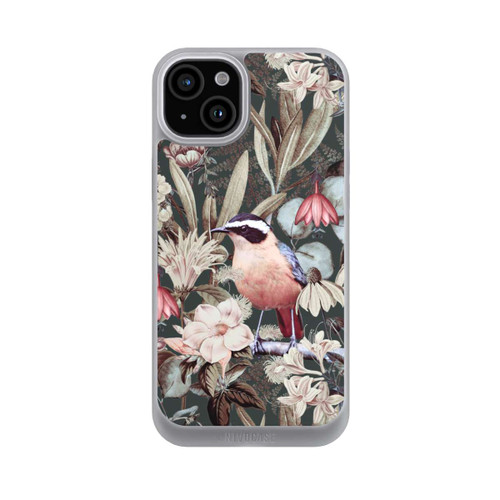 Apple iPhone 15 Plus NIVOpure Orangefarbener Vogel im Vintage Blumenmuster
