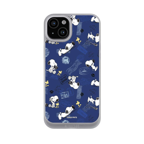 Apple iPhone 15 Plus NIVOpure Peanuts Travel Stamps Pattern Blue
