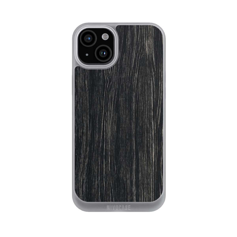 iPhone 15 Plus NIVOpure Dunkle Holzstruktur