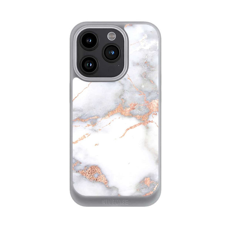 iPhone 15 Pro NIVOpure Weißer und goldener Marmorlook