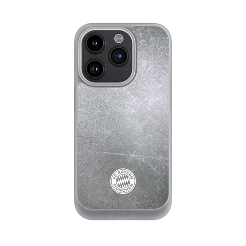 Apple iPhone 15 Pro NIVOpure Klassisches FCB Logo Klein - Weiß auf Metalllook