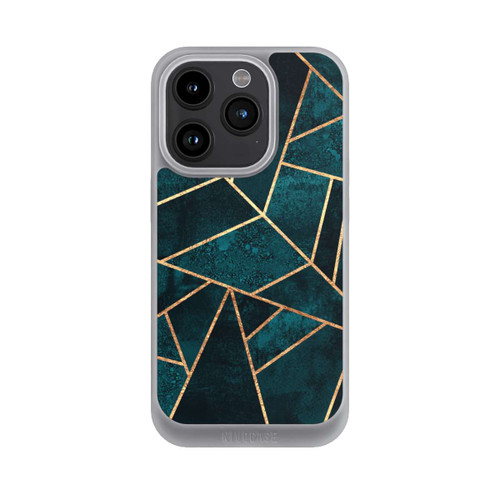 Apple iPhone 15 Pro NIVOpure Tief Blaugrün Stein Gold Druck