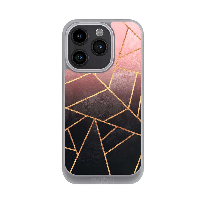 iPhone 15 Pro NIVOpure Pinker und Schwarzer Stein Gold Druck