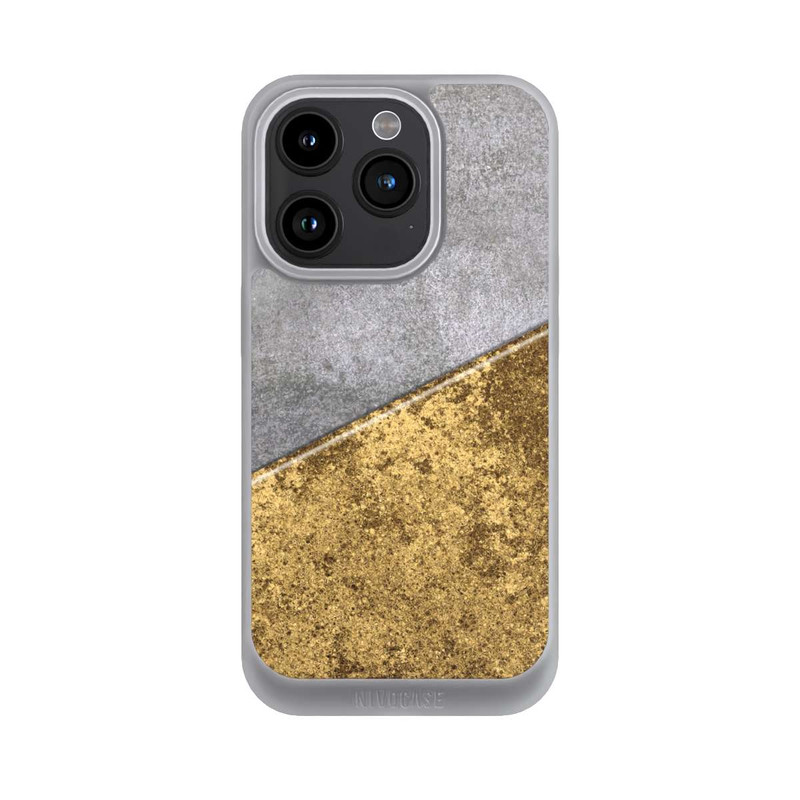 iPhone 15 Pro NIVOpure Beton und Goldlook