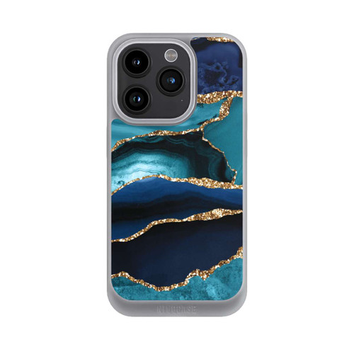 Apple iPhone 15 Pro NIVOpure Aspect pailleté doré marbré bleu foncé et bleu clair