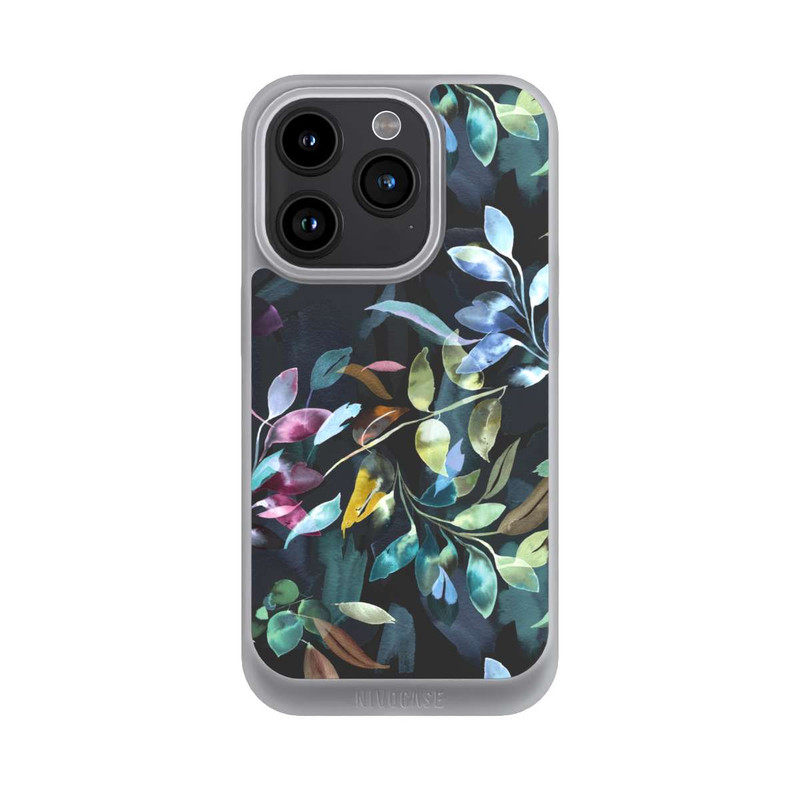 iPhone 15 Pro NIVOpure Mystische Aquarellblätter schwarz