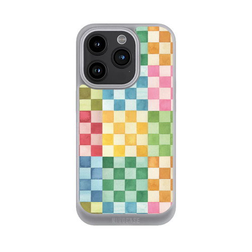 Apple iPhone 15 Pro NIVOpure Checkerboard Watercolor Chess Geometric Red