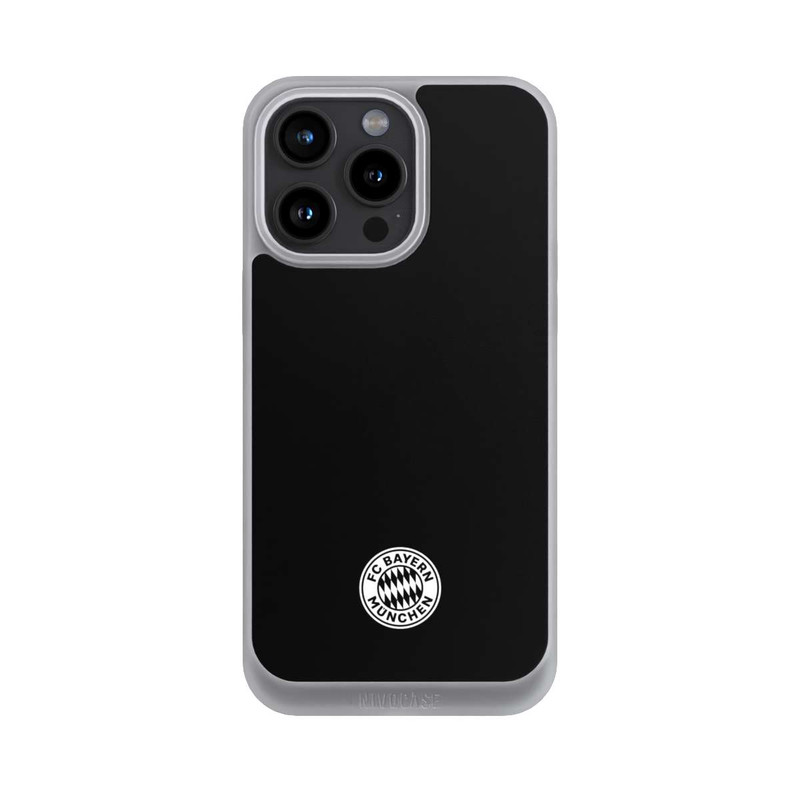 iPhone 15 Pro Max NIVOpure Klassisches FCB Logo Klein - Weiß auf Schwarz