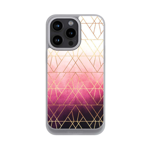 Apple iPhone 15 Pro Max NIVOpure Pink Ombre Triangles Gold Print