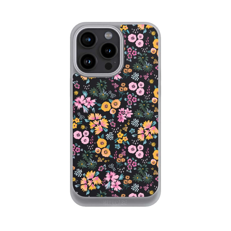 iPhone 15 Pro Max NIVOpure Kleine bunte Blumen Schwarz 2