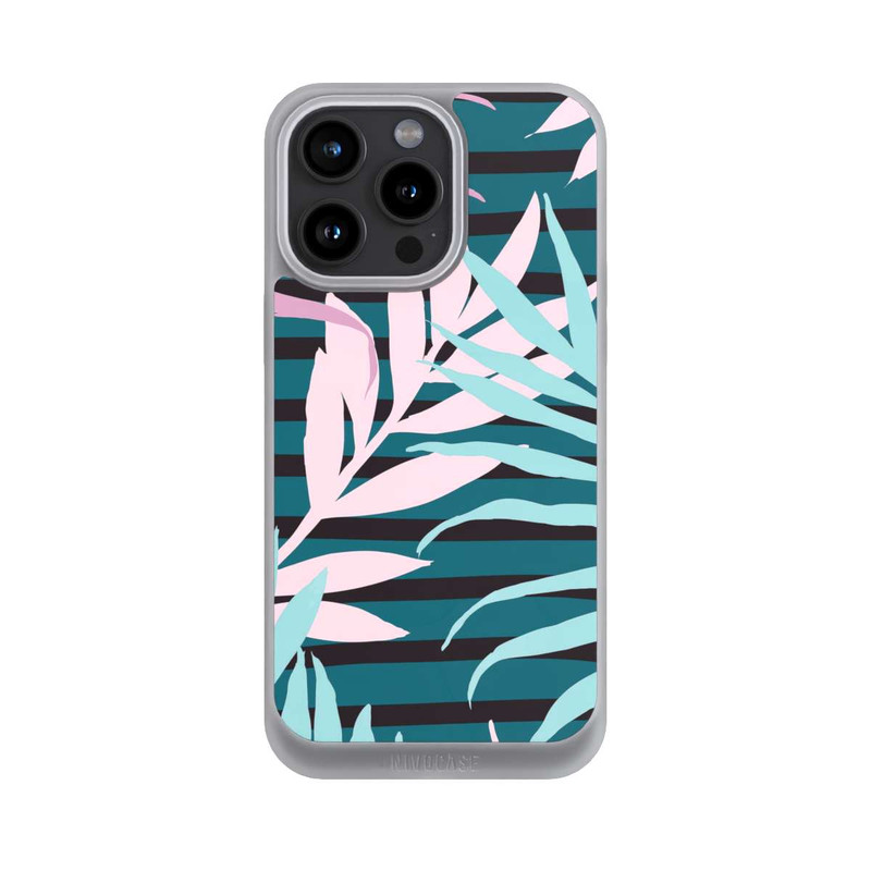 iPhone 15 Pro Max NIVOpure Pastell-Dschungelblätter rosa blaugrün