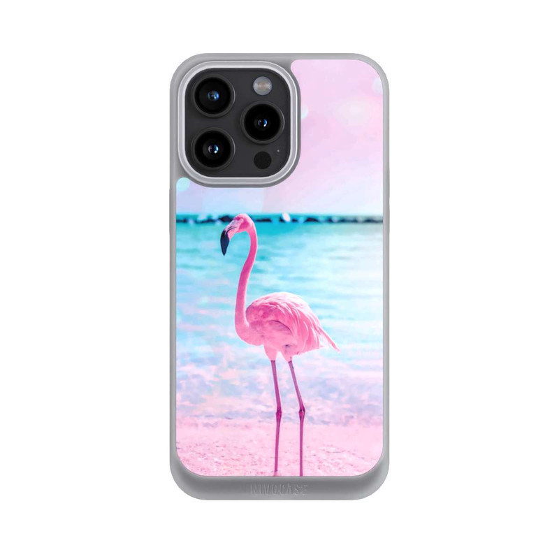 iPhone 15 Pro Max NIVOpure Rosa Flamingo am Meer