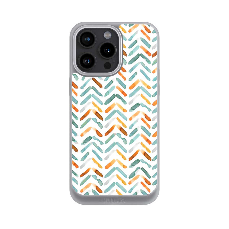 iPhone 15 Pro Max NIVOpure Élégant Automne Chevron Bleu Orange