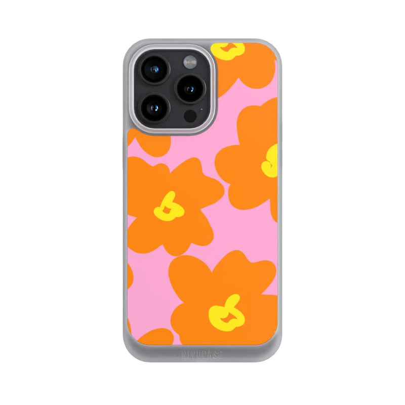 iPhone 15 Pro Max NIVOpure Retro Blumenmuster Pink und Orange