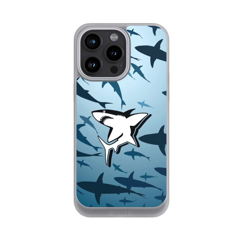 iPhone 15 Pro Max NIVOpure Haie Muster Blau
