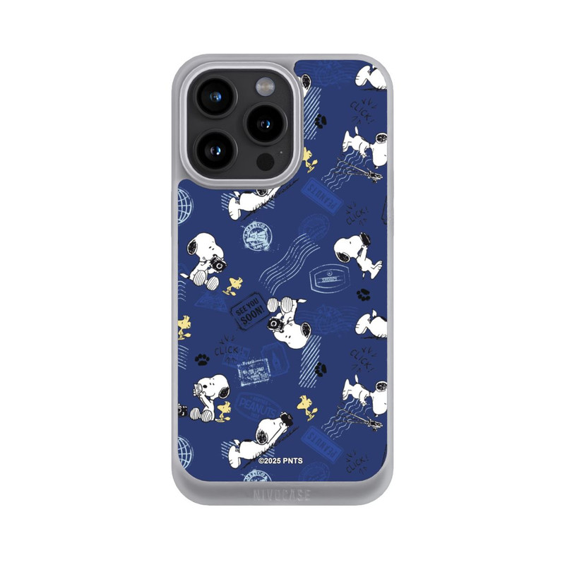 iPhone 15 Pro Max NIVOpure Peanuts Travel Stamps Pattern Blue