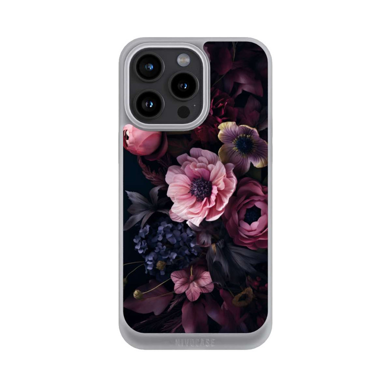 iPhone 15 Pro Max NIVOpure Rosa Blumenbild mit Pfingstrosen auf dunklem Hintergrund Mit KI