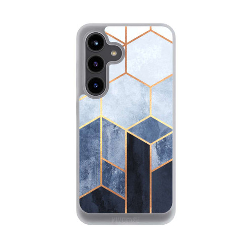 Samsung Galaxy S24 NIVOpure Blauer Farbverlauf Sechsecke Golddruck