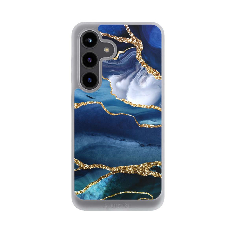 Galaxy S24 NIVOpure  Blauer Marmor Gold Glitzer Look