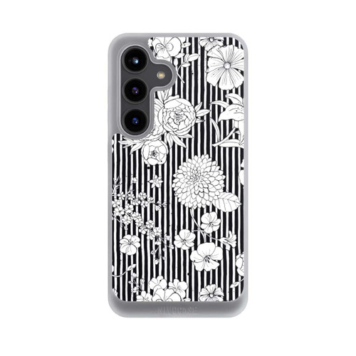 Samsung Galaxy S24 NIVOpure Blumen und Streifen Schwarz und Weiß