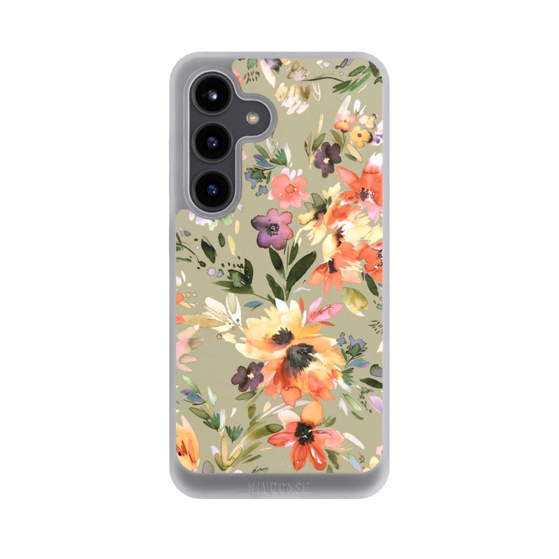 Galaxy S24 NIVOpure Malerische tropische Blumen Salbeigrün