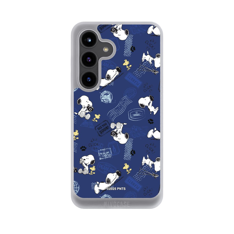 Galaxy S24 NIVOpure Peanuts Travel Stamps Pattern Blue