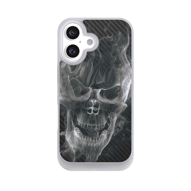 iPhone 16 NIVOpure rauchender Totenkopf Carbon