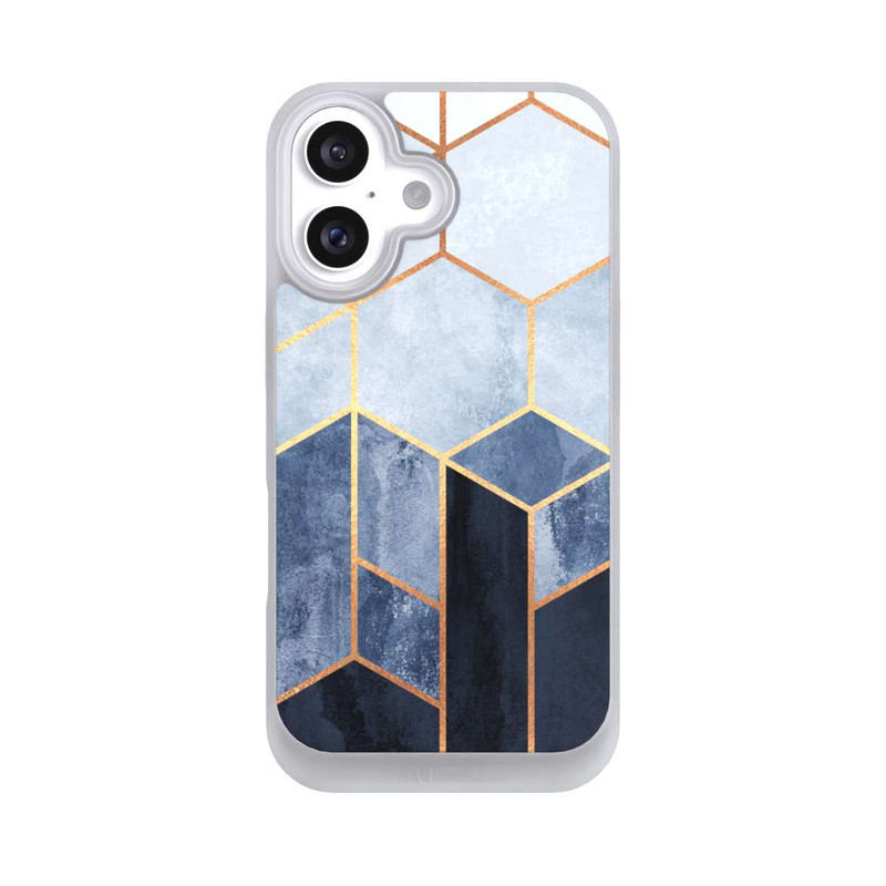iPhone 16 NIVOpure Blauer Farbverlauf Sechsecke Golddruck