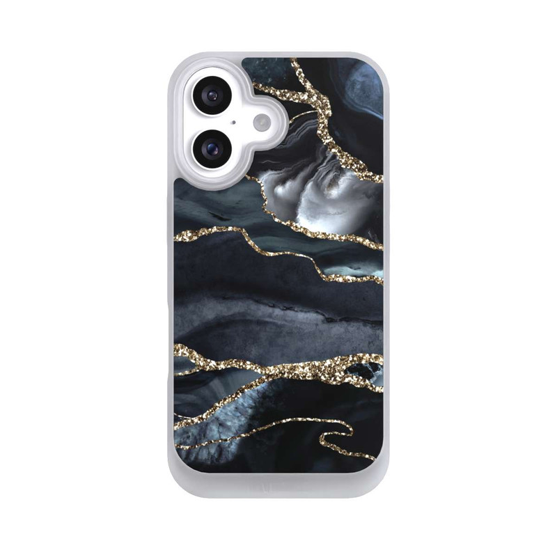 iPhone 16 NIVOpure Dunkler Marmor Gold Glitzerlook