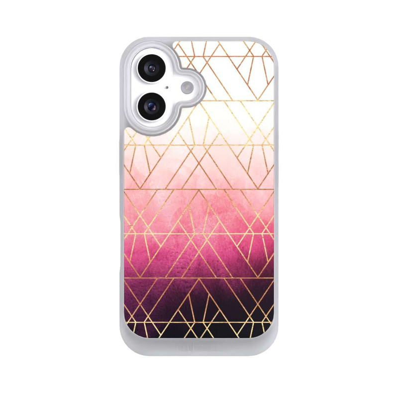iPhone 16 NIVOpure Pink Ombre Dreiecke Golddruck