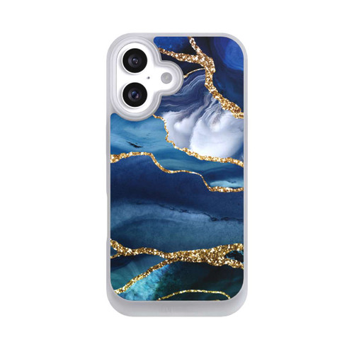 Apple iPhone 16 NIVOpure  Blauer Marmor Gold Glitzer Look
