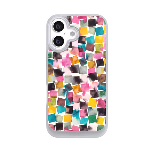 Apple iPhone 16 NIVOpure Aquarell geometrische Plaids rosa